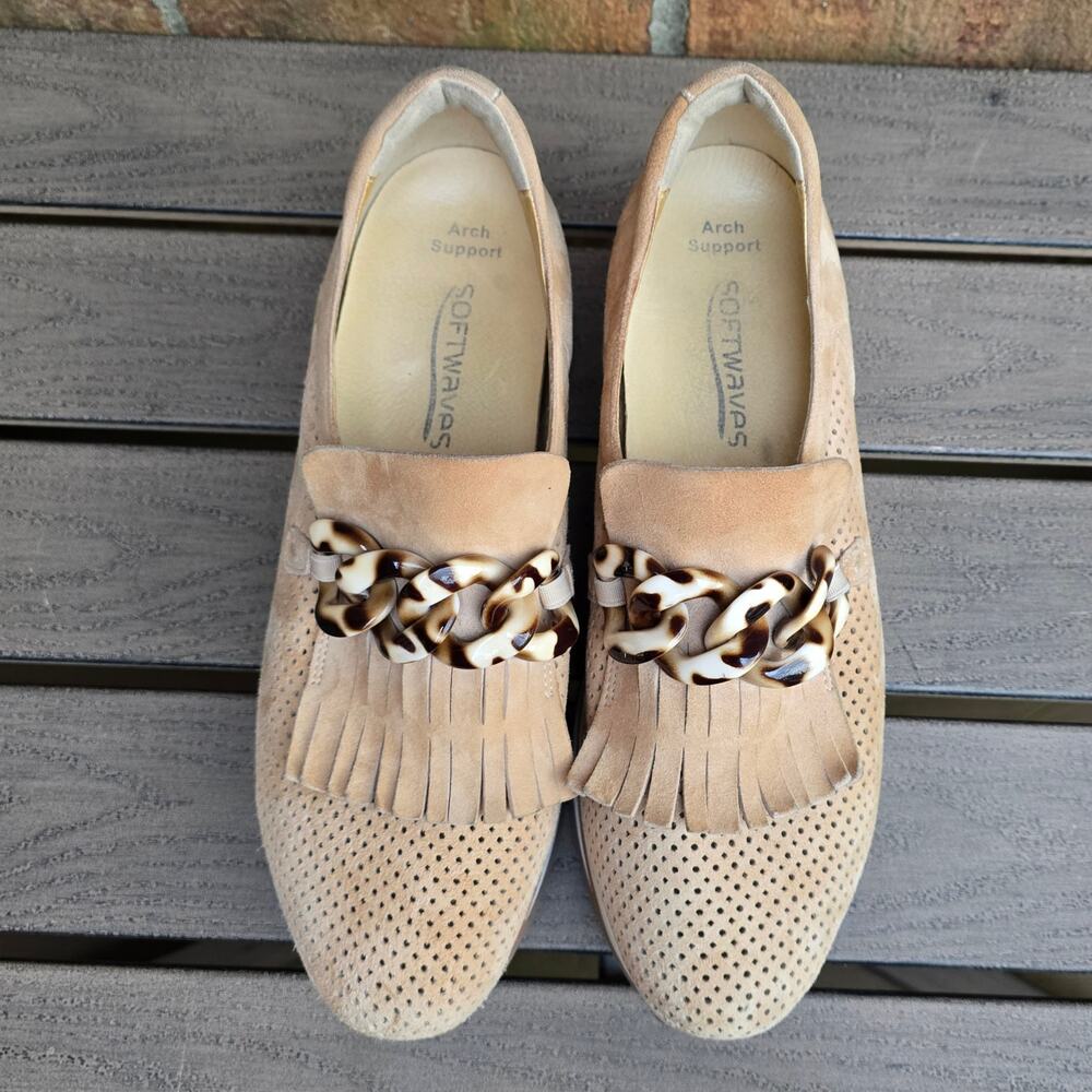 SoftWaves Cadie Platform Loafers EU41 US 11 Tan Suede Chain Flatform Sneakers - Picture 5 of 14
